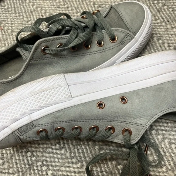 Converse‎ CTAS Clean Lift OX Dark Stucco sage & gold Leather women size 8 - Picture 10 of 10